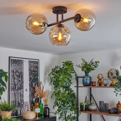 hofstein Koyoto Plafonnier, Boule lumineuse Ambre, 3 lumières