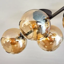 hofstein Koyoto Plafonnier, Boule lumineuse Ambre, 4 lumières