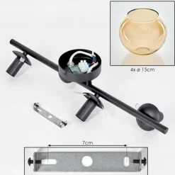 hofstein Koyoto Plafonnier, Boule lumineuse Ambre, 4 lumières