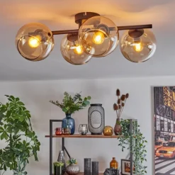 hofstein Koyoto Plafonnier, Boule lumineuse Ambre, 4 lumières