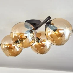 hofstein Koyoto Plafonnier, Boule lumineuse Ambre, 4 lumières