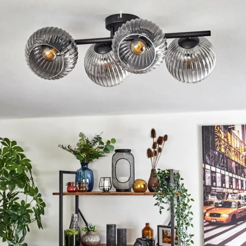 hofstein Koyoto Plafonnier, Boule lumineuse Clair, Fumé, 4 lumières