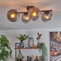 hofstein Koyoto Plafonnier, Boule lumineuse Clair, Fumé, 4 lumières