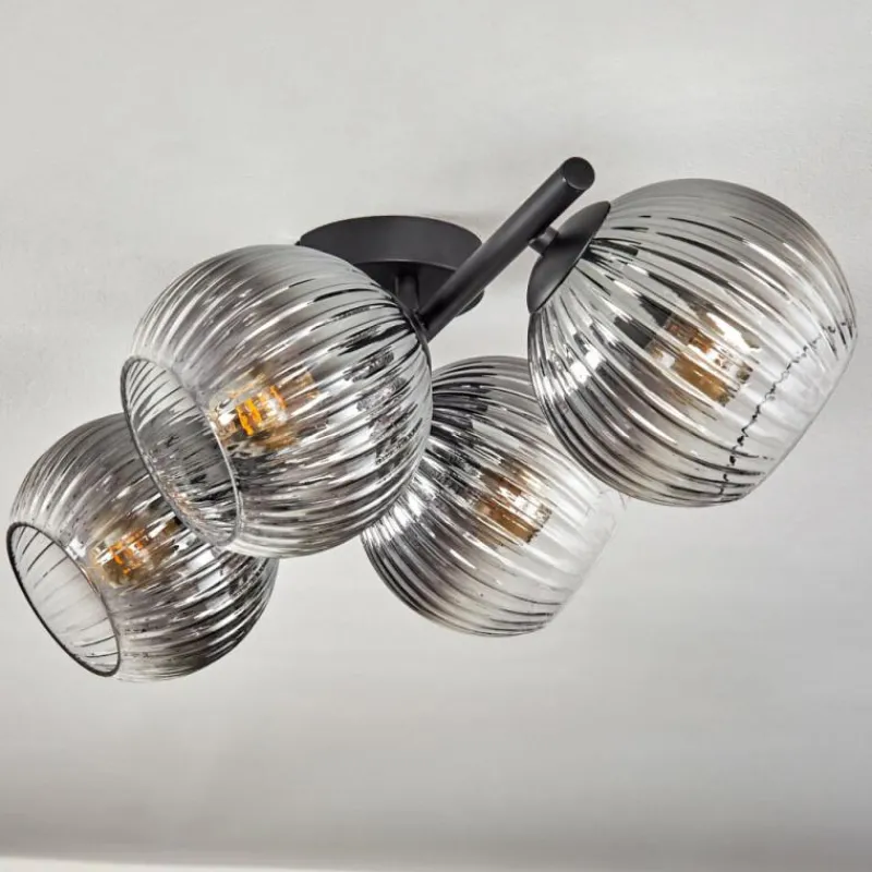 hofstein Koyoto Plafonnier, Boule lumineuse Clair, Fumé, 4 lumières