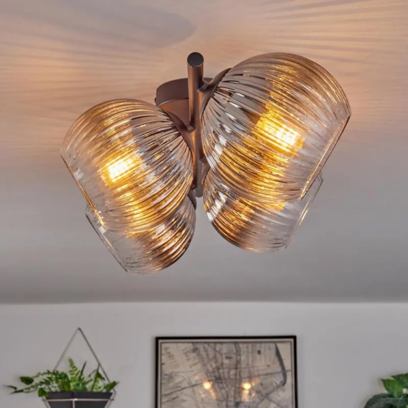 hofstein Koyoto Plafonnier, Boule lumineuse Clair, Fumé, 4 lumières