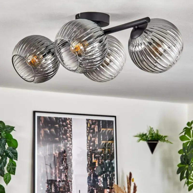 hofstein Koyoto Plafonnier, Boule lumineuse Clair, Fumé, 4 lumières