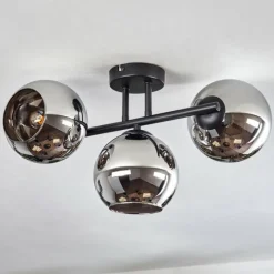 hofstein Koyoto Plafonnier, Boule lumineuse Chrome, Fumé, 3 lumières