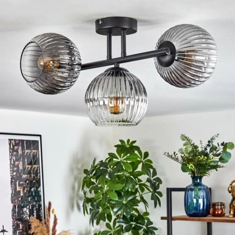 hofstein Koyoto Plafonnier, Boule lumineuse Clair, Fumé, 3 lumières