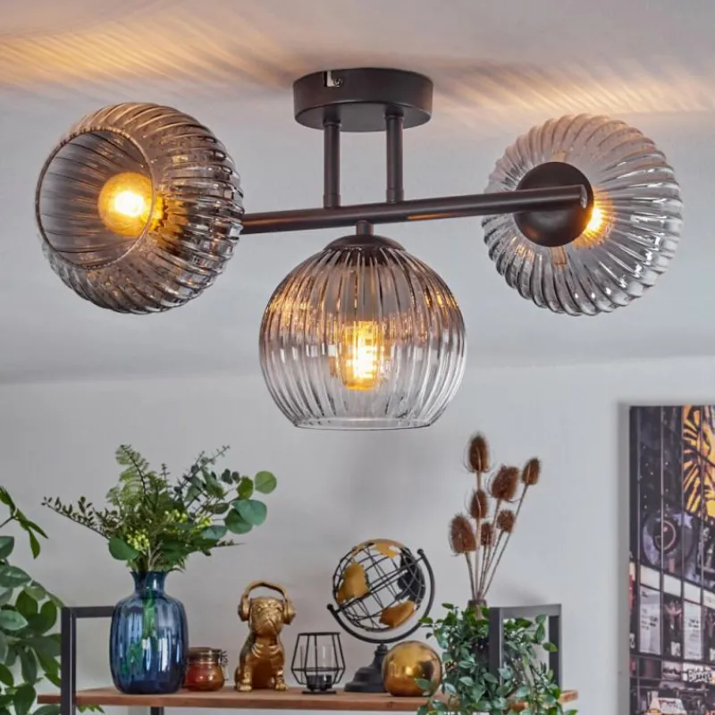 hofstein Koyoto Plafonnier, Boule lumineuse Clair, Fumé, 3 lumières