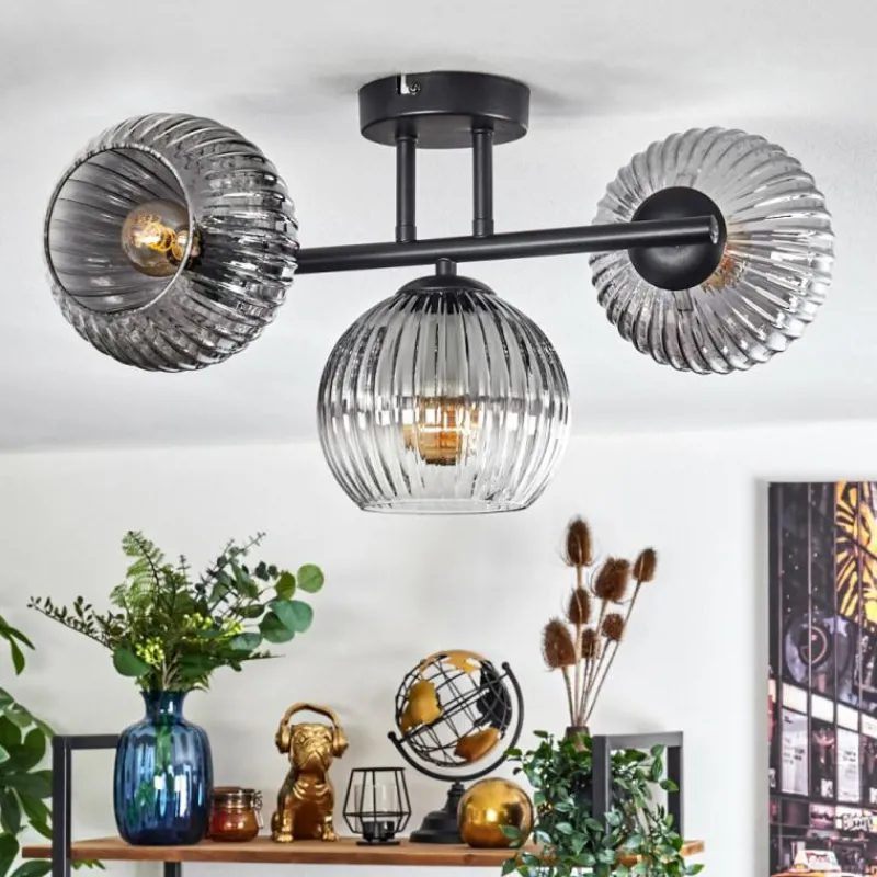 hofstein Koyoto Plafonnier, Boule lumineuse Clair, Fumé, 3 lumières