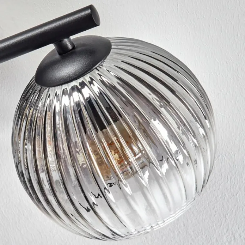 Suspension Verre Fumé-hofstein Koyoto Plafonnier, Boule lumineuse Ambre, Clair, Fumé, 3 lumières