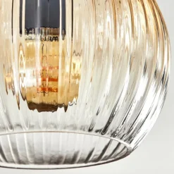 hofstein Koyoto Plafonnier, Boule lumineuse Ambre, Clair, Fumé, 3 lumières