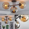 hofstein Koyoto Plafonnier, Boule lumineuse Ambre, Chrome, Fumé, 3 lumières