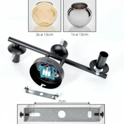 hofstein Koyoto Plafonnier, Boule lumineuse Ambre, Chrome, Fumé, 3 lumières