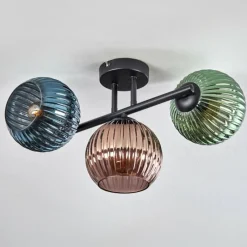 Lampes À Boules-hofstein Koyoto Plafonnier, Boule lumineuse Bleu, Vert, Cuivré, 3 lumières