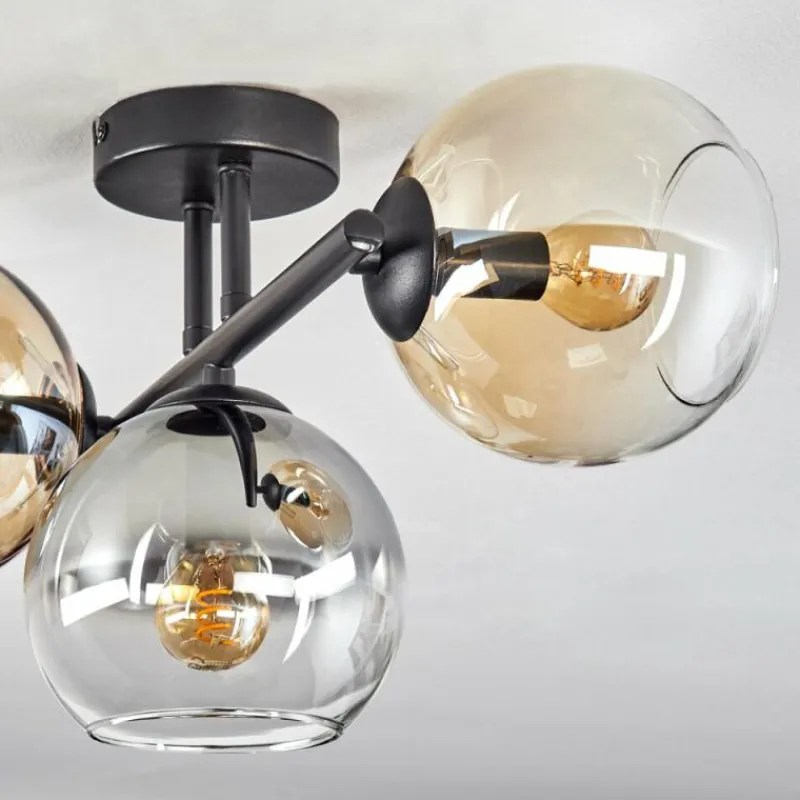hofstein Koyoto Plafonnier, Boule lumineuse Ambre, Clair, Fumé, 3 lumières