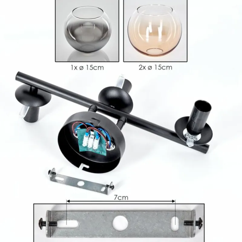 hofstein Koyoto Plafonnier, Boule lumineuse Ambre, Clair, Fumé, 3 lumières