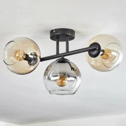 hofstein Koyoto Plafonnier, Boule lumineuse Ambre, Clair, Fumé, 3 lumières
