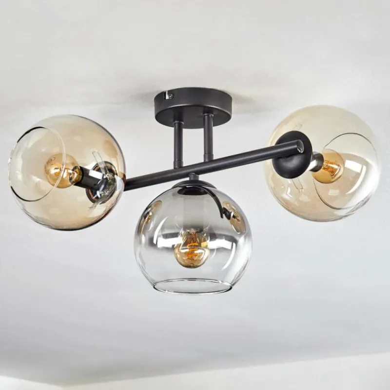 hofstein Koyoto Plafonnier, Boule lumineuse Ambre, Clair, Fumé, 3 lumières