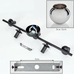 hofstein Koyoto Plafonnier, Boule lumineuse Chrome, Fumé, 5 lumières