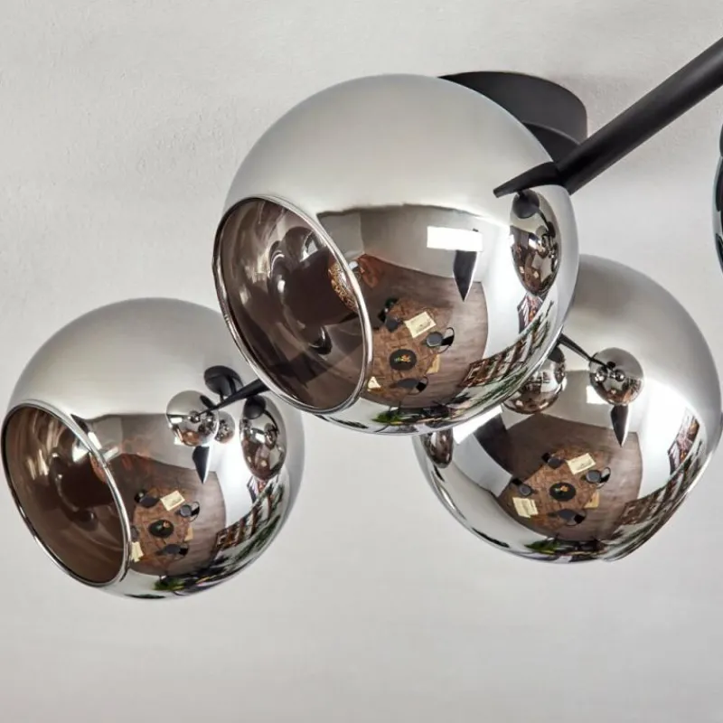 hofstein Koyoto Plafonnier, Boule lumineuse Chrome, Fumé, 4 lumières