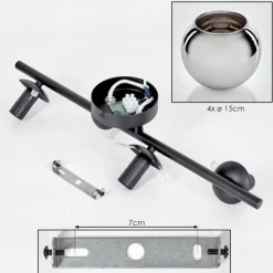 hofstein Koyoto Plafonnier, Boule lumineuse Chrome, Fumé, 4 lumières