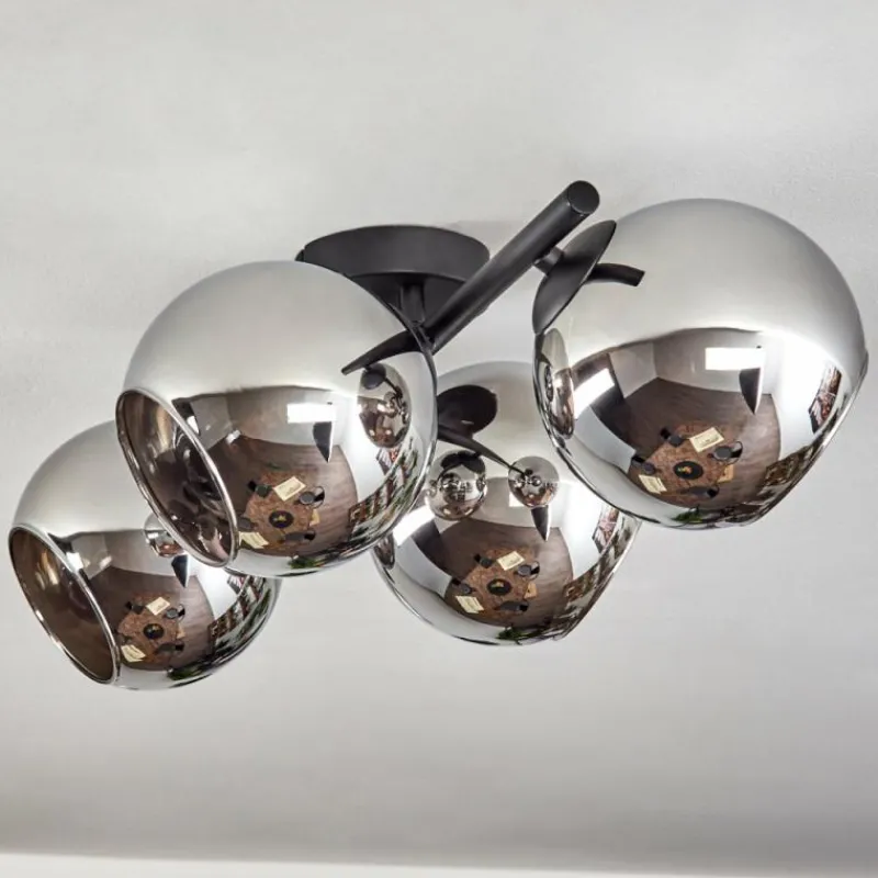 hofstein Koyoto Plafonnier, Boule lumineuse Chrome, Fumé, 4 lumières