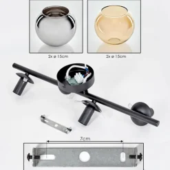 hofstein Koyoto Plafonnier, Boule lumineuse Ambre, Chrome, Fumé, 4 lumières