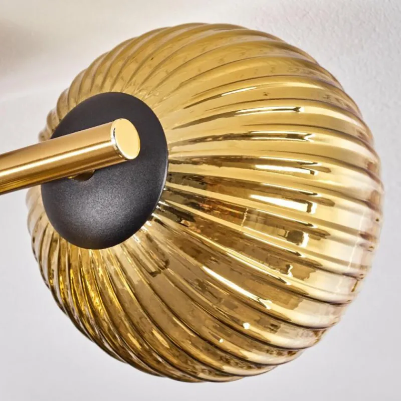 Lampes Dorées-hofstein Koyoto Plafonnier, Boule lumineuse 30 cm Or, Noir, 3 lumières