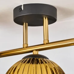 Lampes Dorées-hofstein Koyoto Plafonnier, Boule lumineuse 30 cm Or, Noir, 3 lumières