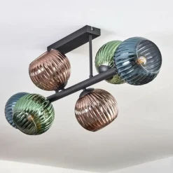 Lampes À Boules-hofstein Koyoto Plafonnier, Boule lumineuse Bleu, Vert, Cuivré, 6 lumières
