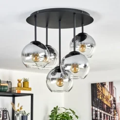 hofstein Koyoto Plafonnier, Boule lumineuse 45 cm Clair, Fumé, 5 lumières