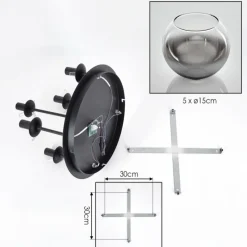 hofstein Koyoto Plafonnier, Boule lumineuse 45 cm Clair, Fumé, 5 lumières