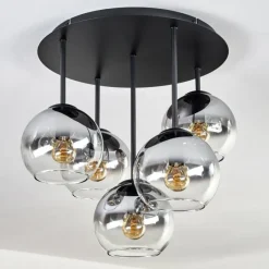 hofstein Koyoto Plafonnier, Boule lumineuse 45 cm Clair, Fumé, 5 lumières