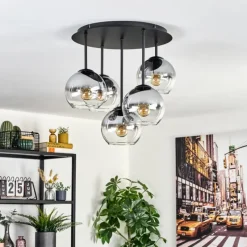 hofstein Koyoto Plafonnier, Boule lumineuse 45 cm Clair, Fumé, 5 lumières