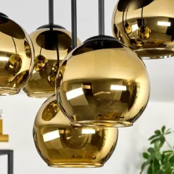 hofstein Koyoto Plafonnier, Boule lumineuse 45 cm Or, 5 lumières