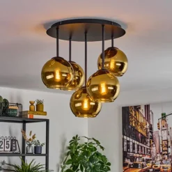 hofstein Koyoto Plafonnier, Boule lumineuse 45 cm Or, 5 lumières