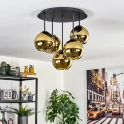 hofstein Koyoto Plafonnier, Boule lumineuse 45 cm Or, 5 lumières