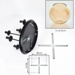 hofstein Koyoto Plafonnier, Boule lumineuse 45 cm Ambre, 5 lumières
