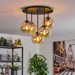 hofstein Koyoto Plafonnier, Boule lumineuse 45 cm Ambre, 5 lumières