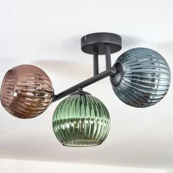 hofstein Koyoto Plafonnier, Boule lumineuse Bleu, Vert, Cuivré, 3 lumières
