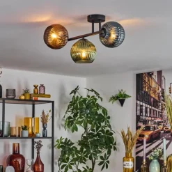 hofstein Koyoto Plafonnier, Boule lumineuse Bleu, Vert, Cuivré, 3 lumières