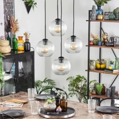 hofstein Koyoto Suspension, Boule lumineuse 35 cm Clair, 4 lumières