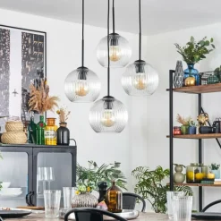 hofstein Koyoto Suspension, Boule lumineuse 35 cm Clair, 4 lumières