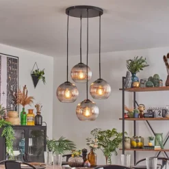 hofstein Koyoto Suspension, Boule lumineuse 35 cm Clair, Fumé, 4 lumières