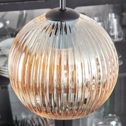 hofstein Koyoto Suspension, Boule lumineuse 35 cm Ambre, 4 lumières
