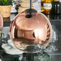 hofstein Koyoto Suspension, Boule lumineuse 35 cm Clair, Cuivré, 4 lumières