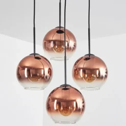 hofstein Koyoto Suspension, Boule lumineuse 35 cm Clair, Cuivré, 4 lumières