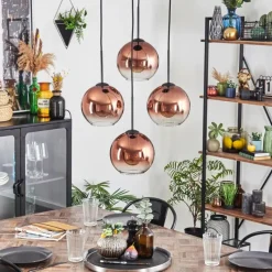 hofstein Koyoto Suspension, Boule lumineuse 35 cm Clair, Cuivré, 4 lumières