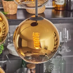 hofstein Koyoto Suspension, Boule lumineuse Or, Clair, 4 lumières